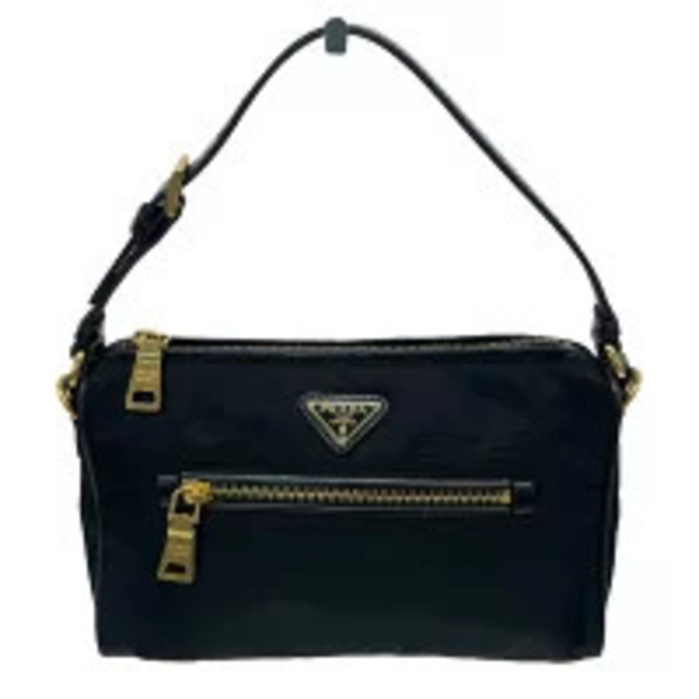 Prada Bag Clutch Handbag Black Tessuto
